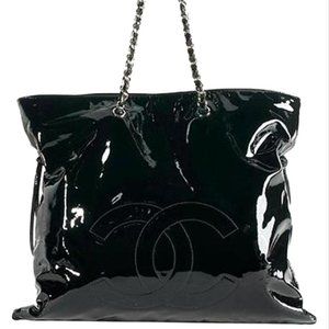 CHANEL Bon Bon Tote Black Patent Shoulder Bag